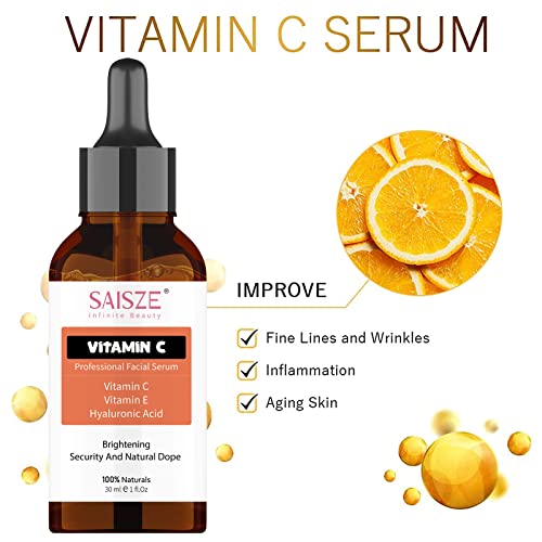 Saisze Anti-Aging Facial Serum Set - Vitamin C Serum, Hyaluronic Acid Serum, Retinol Serum - Brightening Serum, Anti Wrinkle Serum, Dark Spot Corrector For Face, Acne Scars, Pore Minimizer - 3X1 Fl Oz #TOP1