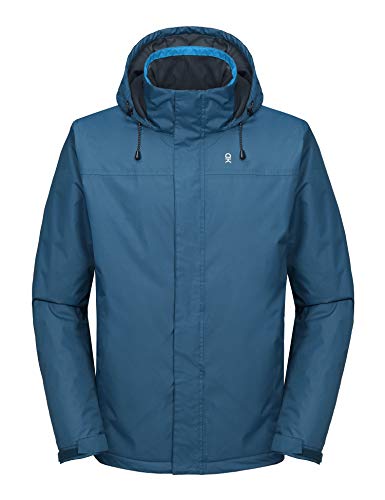 Little Donkey Andy Men's Waterproof Ski Jacket Warm Winter Snow Coat Mountain Windproof Hooded Rain Jacket Mosaic Blue XXL