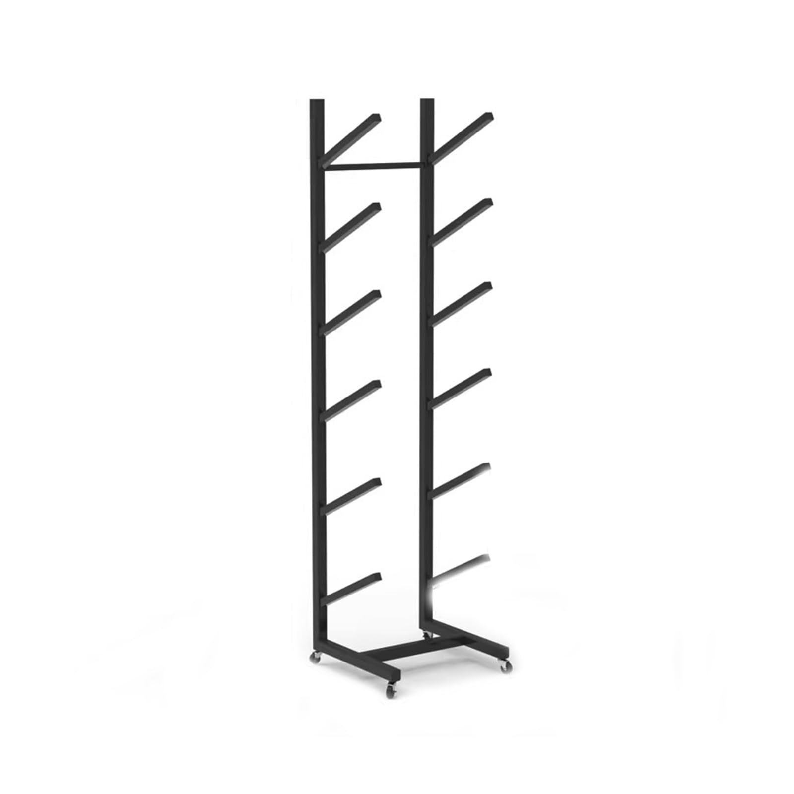CGCSYZ Skateboard Rack Floor Stand with Wheels,Skateboard Organizer,Snowboard Storage Rack Free Standing,Skateboard Display Stand for Skis/Skateboards/Scooter (6 tier)