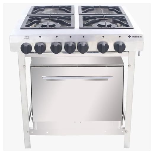 Fogão Inox 4 Bocas 2 Duplas A Gás Com Forno Industrial Extra EI4D2F Venâncio