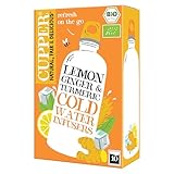 Cupper - Pack de 6 Cajas de 10 Bolsitas de Infusiones Ecológicas Frías con Limón, Jengibre y Cúrcuma - Propiedades Refrescantes y Digestivas - Contiene Citronella e Hibisco Blanco