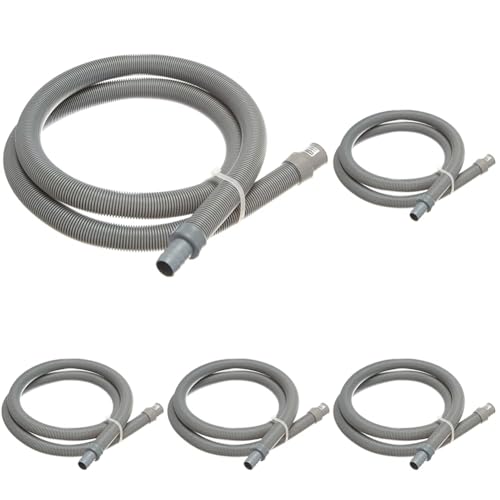 Xavax Ablaufschlauch Verlängerung 1,5m (Abwasserschlauch Waschmaschine oder Spülmaschine/Geschirrspüler, Verlängerung Waschmaschine Ablauf) grau (Packung mit 5)
