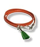 cuir orange, pompon vert Bracelet cuir, métal argenté et pompon, bracelet orange et vert, bracelet cuir orange et pompon vert