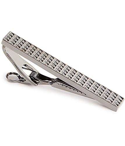 Kenneth Cole Mens Textured Tie Bar Clip, Grey, One Size