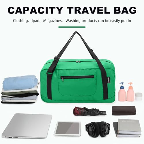 Image of HOLYLUCK Foldable Travel Duffel Bag For Women & Men Luggage Great for Gym - Kelly green