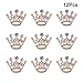 ULTNICE 12pcs Tiara Crown Brooch Pin Wedding Party Pageant Brooch (Gold)