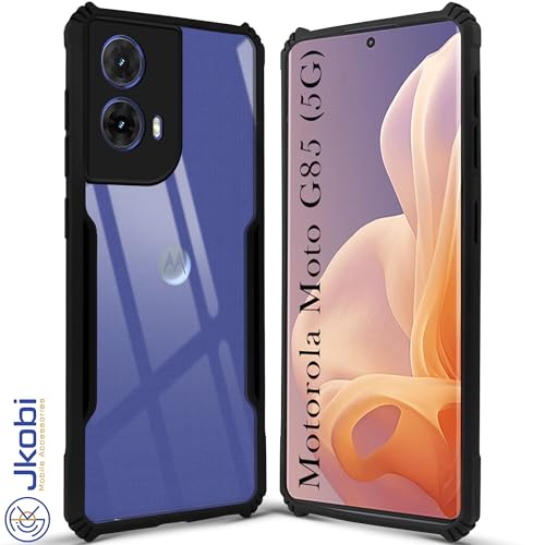 Image of Jkobi Back Cover Case for Motorola Moto G85 5G (Shockproof with Polycarbonate Clear Panel | Professional Black)