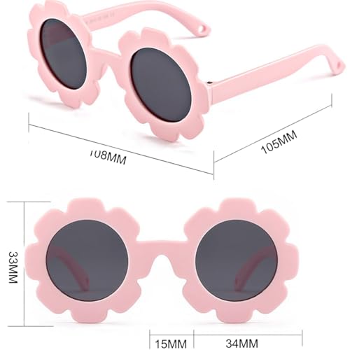 Image of Baby flower sunglasses with strap Girls Flexible Bendable Polarized Sunglasses for Newborn Girls Age 0-24 Months
