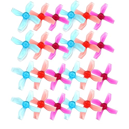 HOPLEX Gemfan 31mm Props 1220 4-Blade PC Propeller with 0.8mm Shaft Micro Whoop Drone Props for 0703-1103 Brushless Motor 24pcs 12CW 12CCW
