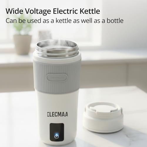 Image of Elecmaa2 in 1 Car Electric Kettle & Bottle for office, car,home and Travel 400ml | Ideal for Homes (220v) & Car, office 12-24V DC | 4 Temp & Digital Touch Ctrl | Ideal for baby milk