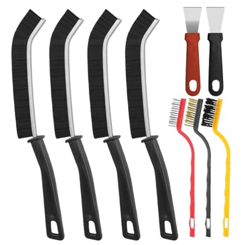 9pcs Cepillos de limpieza doméstica Rascador Cepillo de limpieza doméstica para costuras, cepillo de limpieza de costuras, cepillo de cerdas duras, ideal para limpieza profunda y rincones y grietas