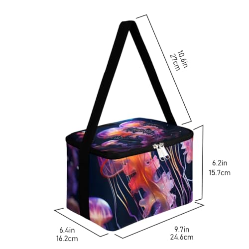 GzLeyigou Lunch Bags for Women Men 9 Cans,Jellyfish Ocean Hot & Cold Food Delivery Bag Insulated Grocery Bag Insulated Lunch Box Jellyfish Cooler Bag for Office Work Picnic Beach