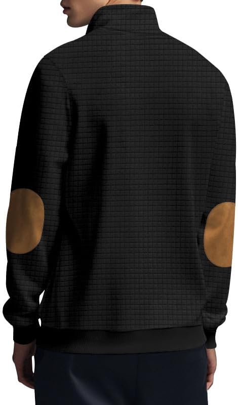 Men's Waffle Sweatshirt - Autumn Winter Quarter Zip Loose Fit Pullover for Vacation Daily Life - Image 3
