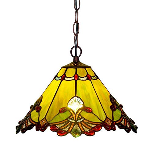 Plafonnier vintage Tloord Pendante Light doté d'une chaîne en métal réglable verte et beige
