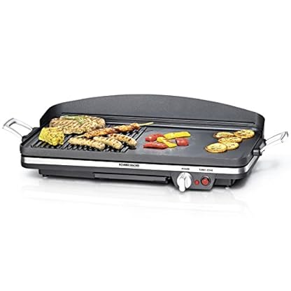ROMMELSBACHER BBQ 2002 Tischgrill Gourmet (Elektrogrill mit zuschaltbarer Turbo-Grillzone, 3-Lagen Antihaftbeschichtung…