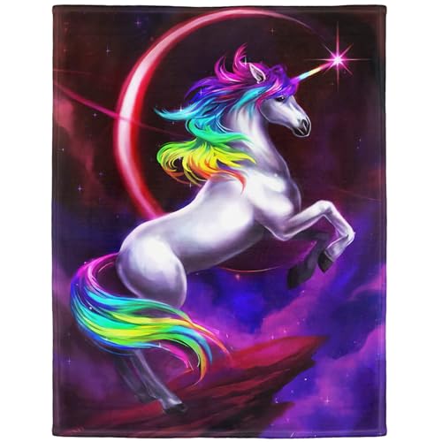 YISUMEI Decke 150x200 cm Kuscheldecken Sanft Flanell Weich Fleecedecke Bettüberwurf Einhorn Traum