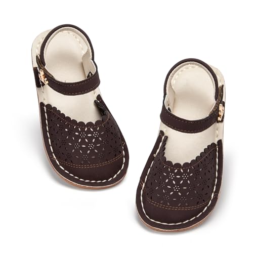 Image of THEE BRON Toddler Floral Cutout Closed Toe Sandals for Girls Breathable Summer Shoes