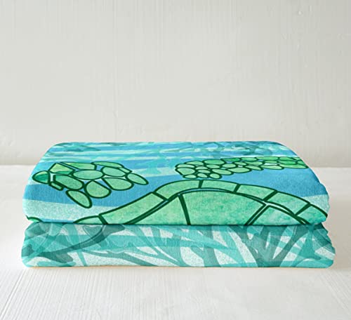 Erosebridal Ocean Throw Blanket For Couch Sea Turtle Fleece Blanket For Kids Toddler, Aqua Tortoise Sherpa Blanket Queen Size Marine Animal Blanket, Teal Zebra Print Bed Blanket, Coral Decor Soft Cozy #TOP2
