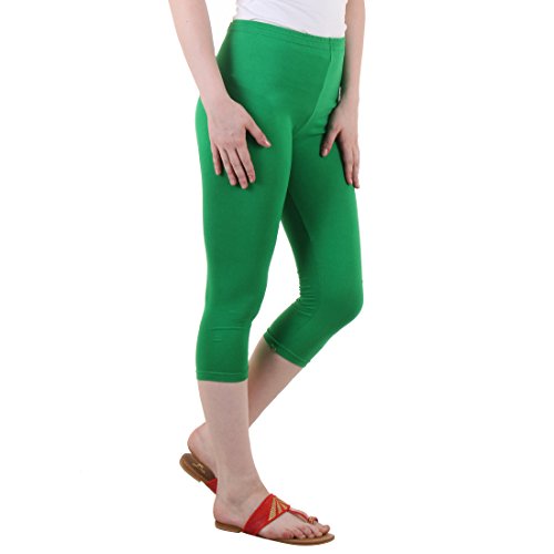 Image of DIAZ Women Cotton Stretchable Capri | Slim /Regular Fit | Breathable Yoga, Gym & Lounge Wear | High-Waist Stretchable 3 /4 Length Leggings with Wide Waistband - Pack of 1