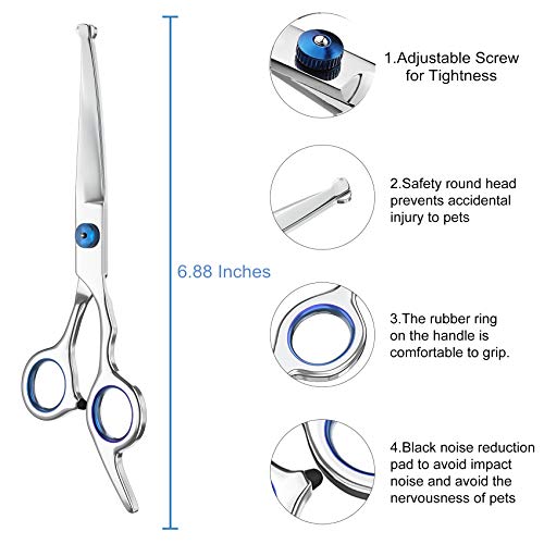 Pets vv 3 Pack Dog Grooming Scissors with Safety Round Tip, Perfect Stainless Steel Up-Curved Grooming Scissors Thinning… - Image 3