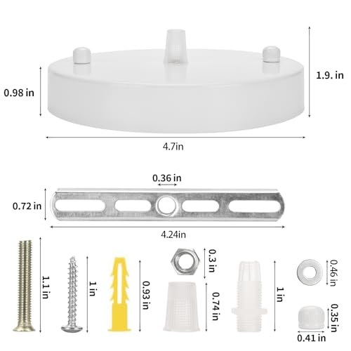 Image of Sangle Sopffy Pendant Light Canopy Kit, 5 1 /8 Inches Ceiling Lighting Canopy Kit with All Mounting Hardware Modern Chandelier Ceiling Plate Cover for Pendant Lighting Fixtures (white-2pc, 4.7inch)
