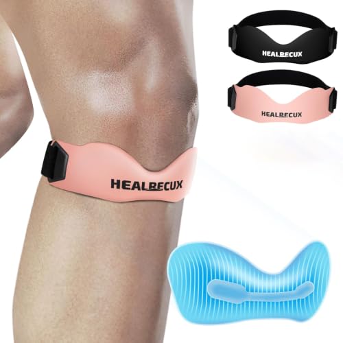 Image of Silicone Patellar Tendon Support Strap, Adjustable Non-Slip Patella Band Stabilizer Knee Brace for Jumpers Knee, Tendonitis, Basketball, Volleyball, Squats, Pink 1 Pack