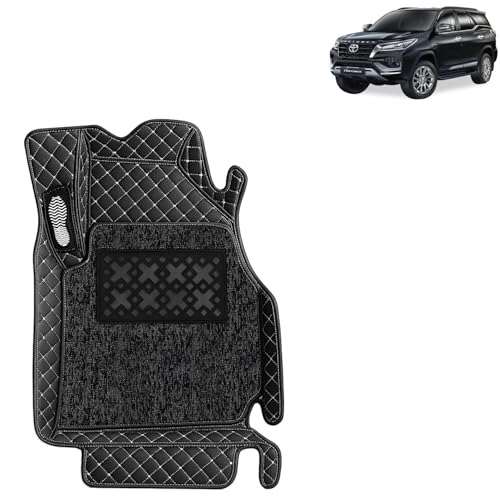 Image of KINGSWAY Accessories Premium 7D Car Floor Mats Only Compatible with Toyota Fortuner (Automatic Transmission) Year 2025 Onwards, Set of 4 Pcs, 100% Waterproof & Washable 7D Car Foot Mats, Classic Black