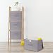 3Pcs Fabric Storage Boxes With Lids For Wardrobe Clothes Toy Foldable Linen 37*24*25cm (Grey)