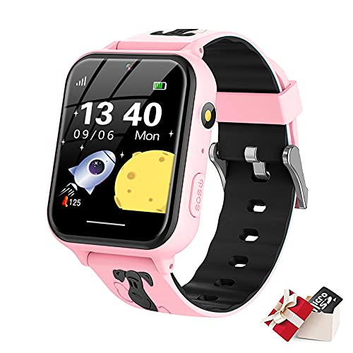Reloj inteligente niños rosa, el regalo perfecto de cumpleaños con juegos, música y SOS