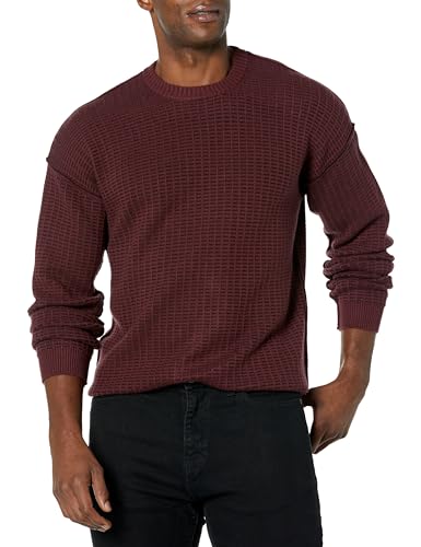 GUESS Men's Long Sleeve 2 Tone Waffle Brendon Sweater