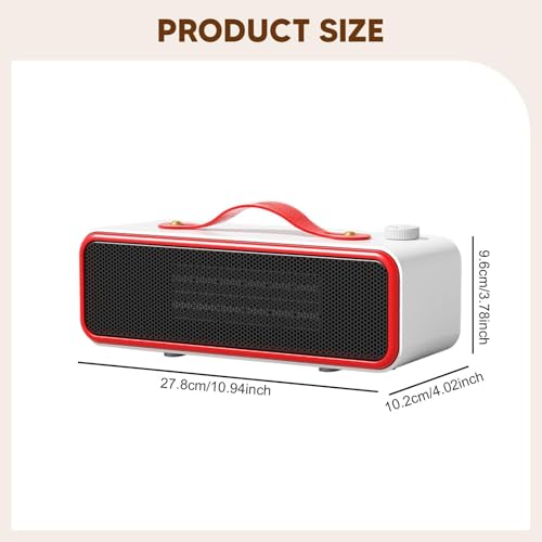 Mini radiateur électrique de bureau perfk rouge compact - 6
