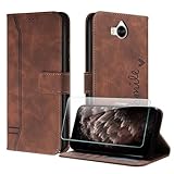 JayModHülle Handyhülle Kompatibel mit Huawei Y5 2017 / Y6 2017, Flip PU Wallet Schutzhülle mit [1 Stück Schutzfolie] Kartenfach Magnetverschluss Ständer Hülle für Huawei Y6 2017 (Braun)
