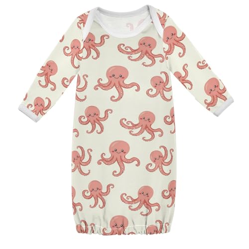 vvfelixl Baby Sleeper Gown for Newborn Boy Girls Cute Cartoon Octopuses Infant Nightgown for 0-3 Months Multicolor