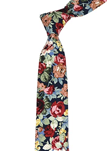 Image of Elfeves Men's Skinny Solid Color Tie Causal Cotton Linen Narrow Slim cut Necktie