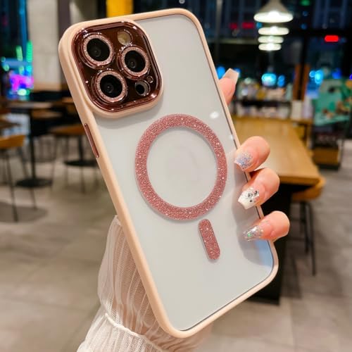 Coque antichoc iPhone 12 Pro Max rose paillettes résolvant le problème de charge sans fil