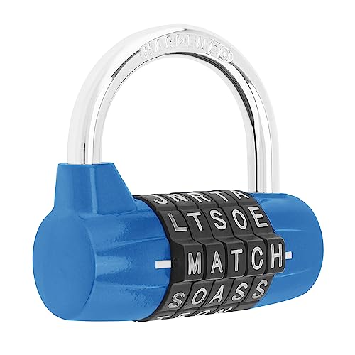 HOJLKLD Cadenas à Code, Cadenas à Combinaison de 5 lettres, Cadenas Casier, Manille de 7mm pour les casier de l'école, de gym, les portes, les valises, les cabanes...