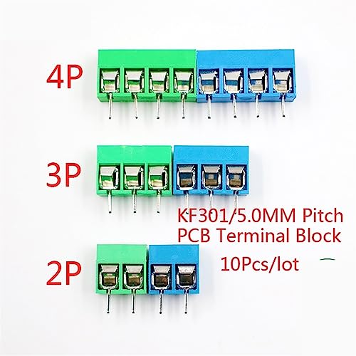 Conector PCB KF301 de 4 pines verdes con paso de 5,0 mm y terminal de tornillo 3