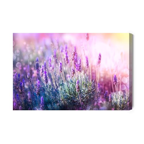 Tableau sur toile lavande déco murale salon chambre cadre fleuri texturé 40x30