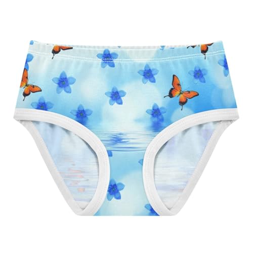 Blue Flowers Butterflies Cute Panties Girl Toddler Girls Underwear Cotton Animals Underpants Briefs 2t