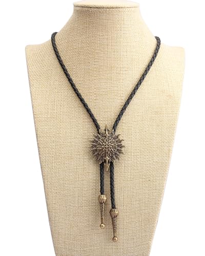 Image of Jeilwiy Bolo Tie for Men Western Cowboy Tie Necklace Gold Bolo Tie Leather Necktie Halloween Tie Accessories for Women