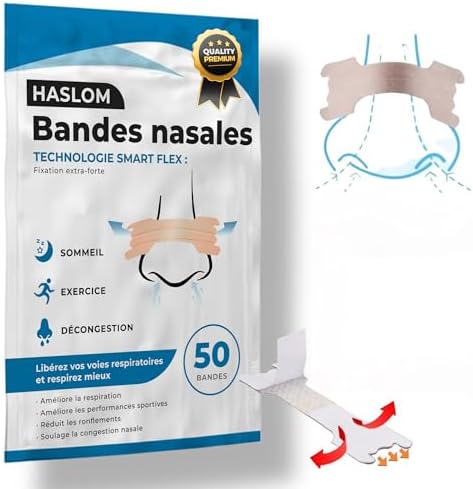 50 Bandelettes Nasales Premium, Améliore la Respiration et l’Oxyg...