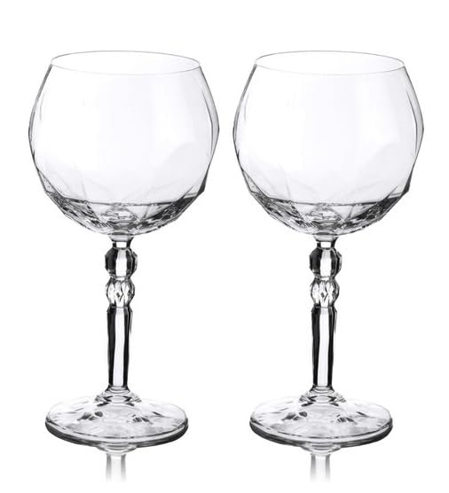 Gin Copa Glasses Pair 'Mixologist' - Crystal Gin Glasses Set of 2 Perfect for Cocktails - Burgundy Gift Box