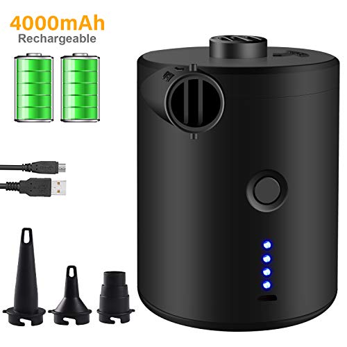 chamvis Portable Electric Air Pump for Inflatables,4000mAH Battery Powered USB Rechargeable Mini Electric