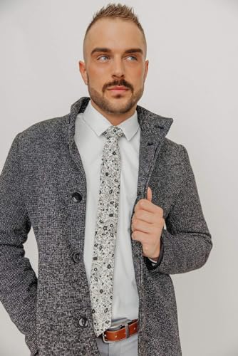 Image of DAZI Men's Skinny Tie Floral Print Cotton Necktie, Great for Weddings, Groom, Groomsmen, Missions, Dances, Gifts.