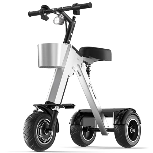 Patinete Electrico Adultos Tres Ruedas, Bici Electrica Plegable con Batería Extraíble, Velocidad Ajustable, Tres Velocidades, para Desplazamientos Y Viajes, Marcha Atrás(For 2 People)