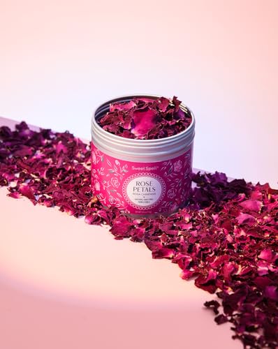 sweet spell dried rose petals  edible flowers for drinks cocktails and cake decorations  perfect for tea soap and candle making  14g 05oz