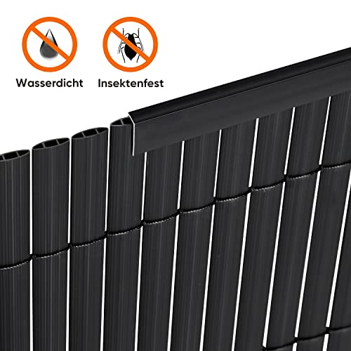 Sekey PVC Zaunschiene Abdeckprofil 5pcs x 1m, Schutzzubehör für PVC Sichtschutzmatte, 1 m/Wurzel, 5er Set, Anthrazit