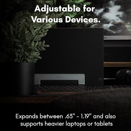 Macally Vertical Laptop Stand for Desk | Laptop Holder Vertical | MacBook Stand Closed (Pro/Air) Save Space and Improve Airflow