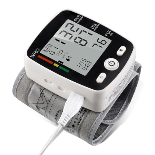 potulas Blood Pressure Monitor, Wrist Blood Pressure Cuff Monitor with USB Charging,180 Reading Memory Mode,Voice Broadcast, Large Display Screen