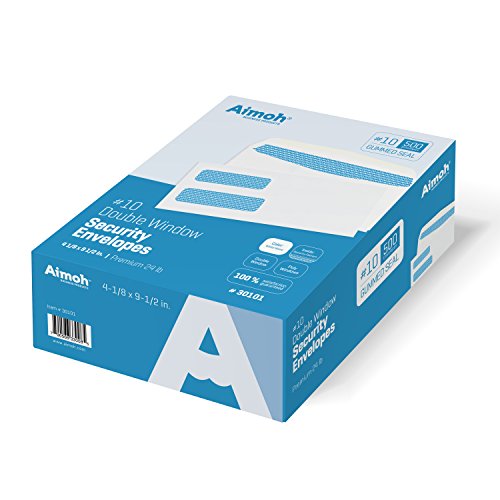 50010-Double-Window-Security-Business-Mailing-Envelopes-for-Invoices-Statements-and-Legal-Documents-GUMMED-Closure-Security-Tinted-Size-4-18-x-9-12-White-24-LB-500-Count-30101